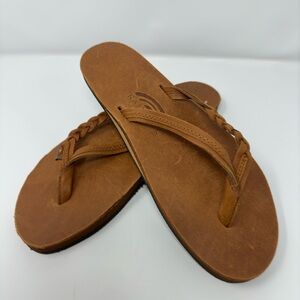 Rainbow Women’s Leather Sandal in Cognac - 9